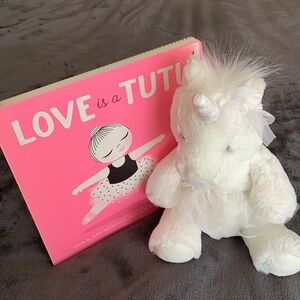 Love is a tutu large book and ballerina unicorn w/ removable tutu, white